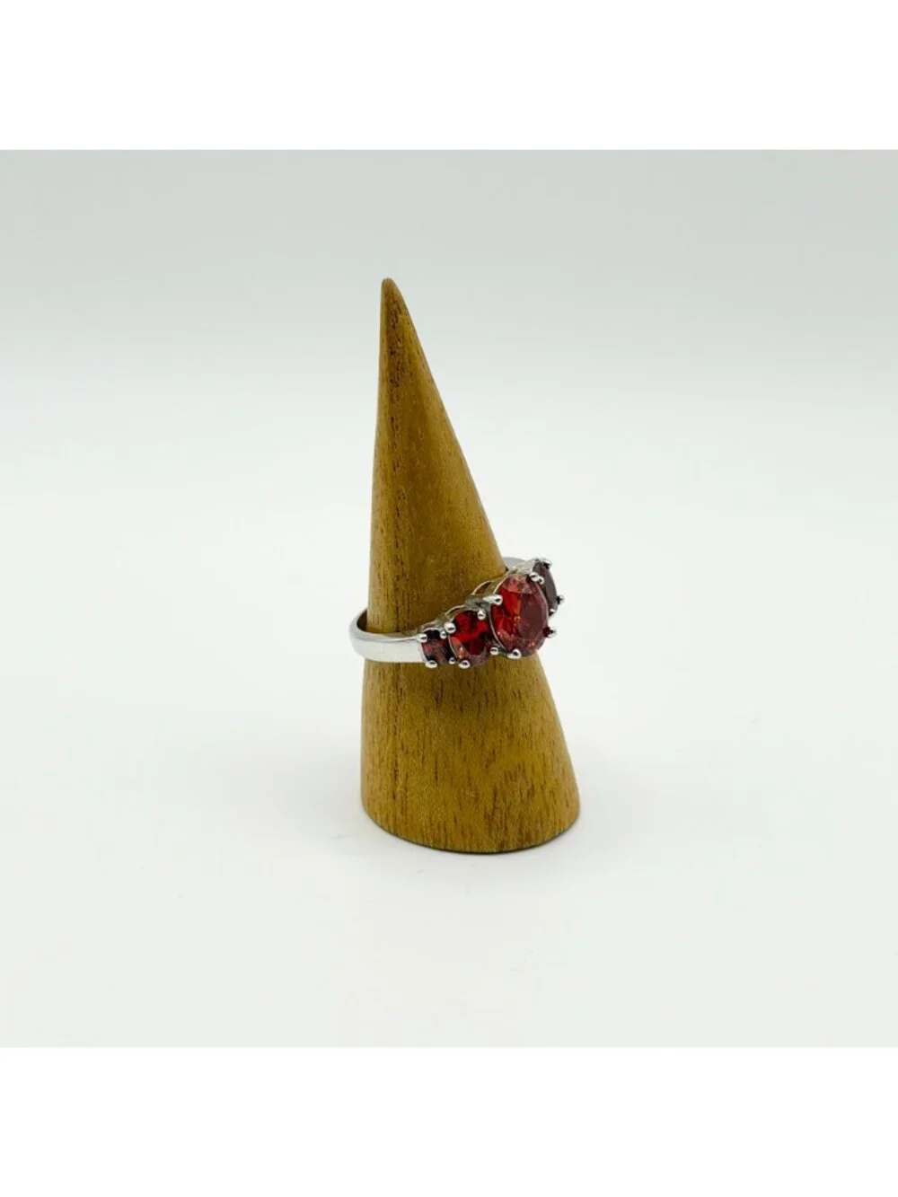 Chuck Clemency Orange Garnet Gemstone Ring 925 Sterling Silver Size 10.5